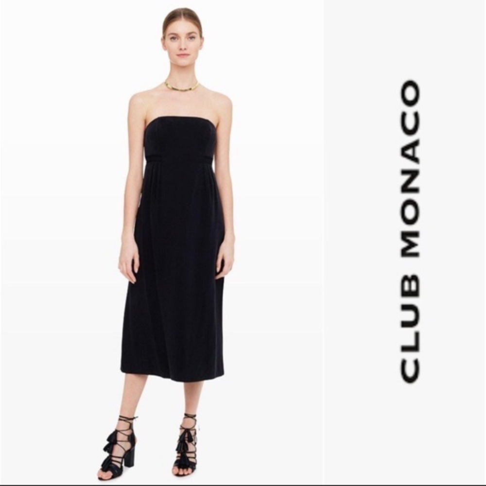 $279 NWT CLUB MONACO WALENTYNA SHEER PANEL STRAPLESS DRESS BLACK/NOIR